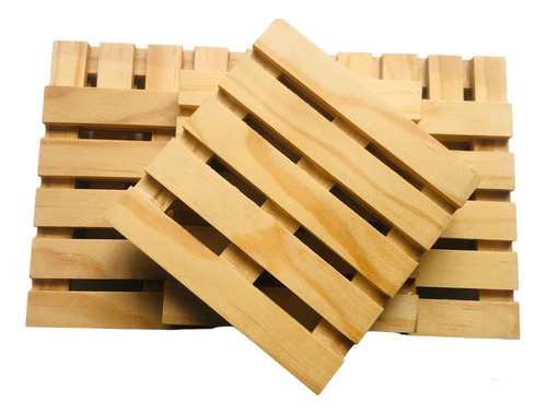 Mini Tarimas Posavasos Decoración Madera Pino 2 Pzas 10x10cm