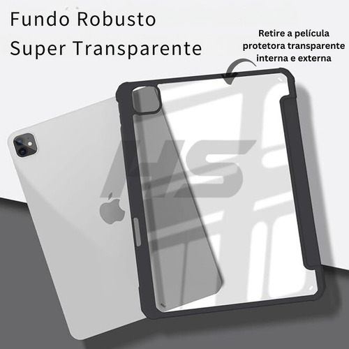 Capa P iPad Pro 11 M2 2022 4 Geração A2759 C Suporte Caneta Cor Preto