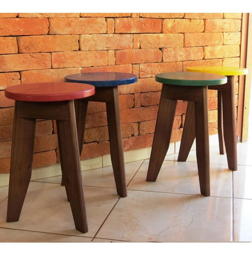 Conjunto 4 Banquetas Colorido Suze Amarelo Estrada Ce