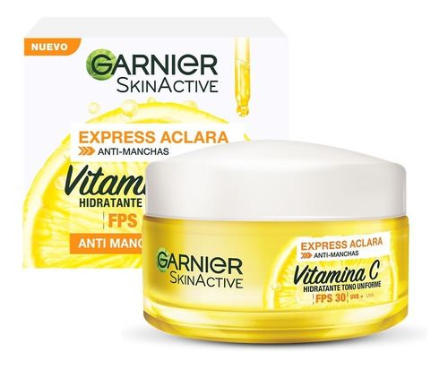 Crema Garnier Express Aclara Antimanchas Con Vitamina C 50ml Todo Tipo De Piel Día