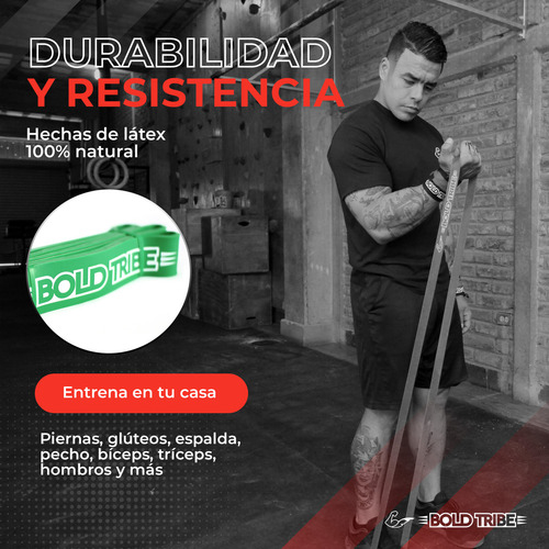 Bold Tribe Liga de Resistencia Verde #4 Banda Elástica de 22-56 kg Bandas de Resistencia Para Ejercicio Cross Training Calistenia y Entrenamiento Funcional Gym en Casa