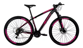 Mountain bike KSW XLt MTB aro 29 17" 21v freios de disco mecânico câmbios Shimano TZ cor preto/rosa