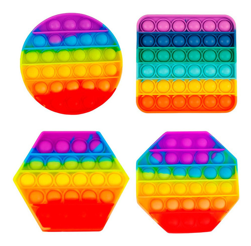 Pop It Pack X4 Unidades Juguete Anti Estres Gadnic Silicona Color