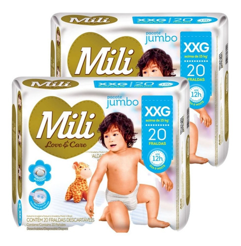 Fralda Descartável Mili Love& Care Tam Xxg 40 Fraldas
