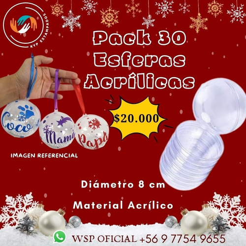 Esferas Navideñas Acrilicas Para Personalizar (30u)