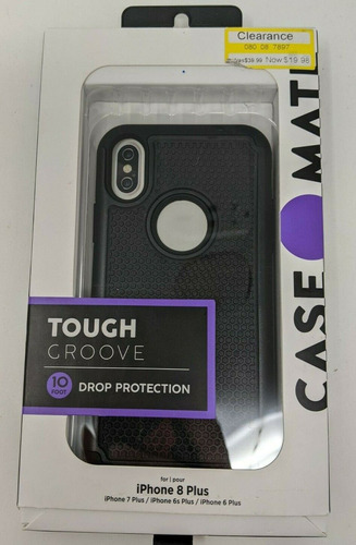 Case-mate Tough Groove Case (iPhone 8+, 7+, 6s+, 6+, Bla Ccq