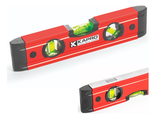 Nivel De Torpedo Aluminio Resistente A Golpes Color Rojo