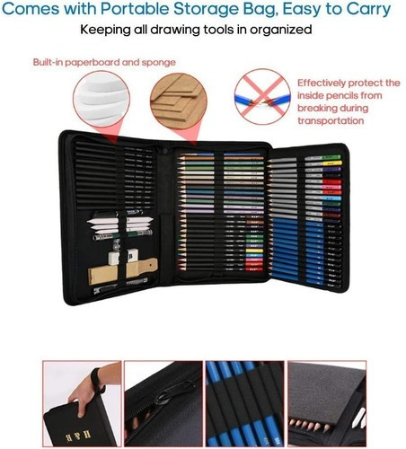 Estuche Con Kit De Lápices De Dibujo Profesional H & B 71 Pi