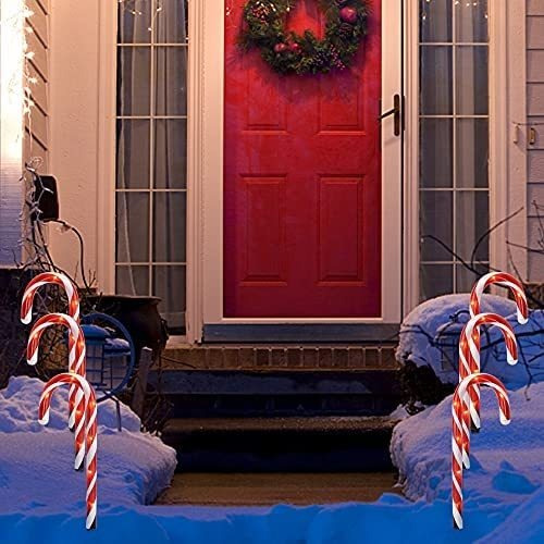 Imagen 7 de 7 de 12 Luces Navideñas Bastón De Caramelo Luces Estacas Navidad