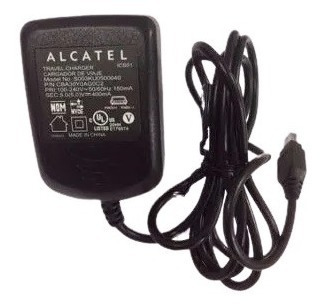 Cargador Alcatel Wus350 Original Plus Grueso Negro 