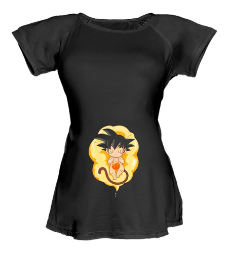 Blusa Para Embarazo Ranglan Negra - Dragon Ball Goku