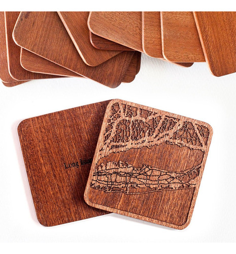 O3 Design Studio Long Island Map Coaster, Conjunto De 4, Mon