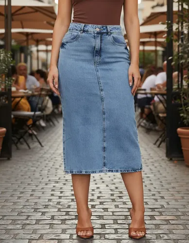 Saia Jeans Feminina Longa Midi Evangélica Cintura Alta — R$ 53,99 em Mercado Livre, 58% OFF