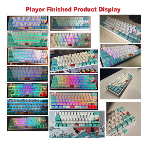 71key Coral Sea Ukiyo-e Dye-sub Pbt Keycaps Set Diy Para