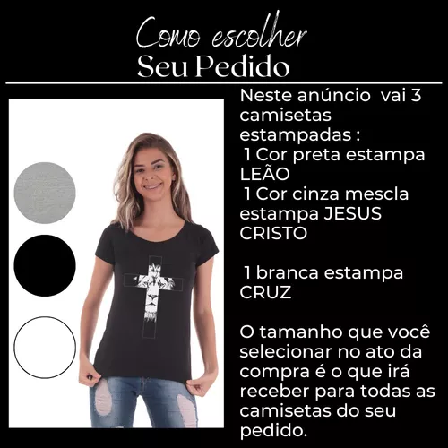 Kit 3 Blusas Camisetas Baby Look Feminina Estampas Gospel