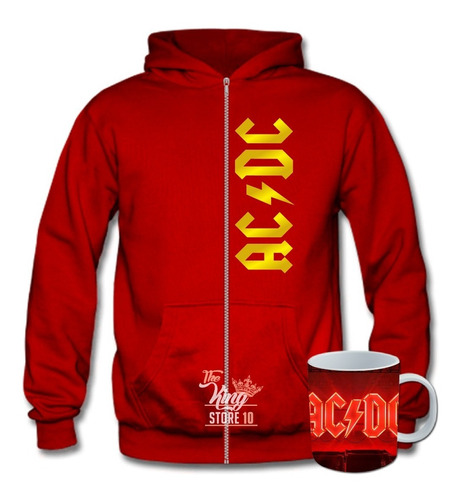 Poleron Cierre + Taza, Musica, Ac Dc, Bandas, Hard Rock, Metal, Xxxl / Kingstore10