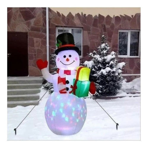 Decoración Inflable Luminosa De Muñeco De Nieve