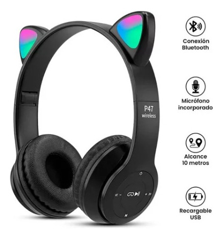 Audifonos P47 Orejas De Gato Inalambricos Bluetooth