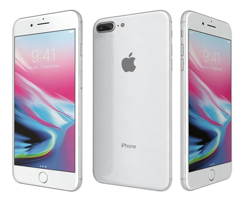 Imagen 1 de 10 de Apple iPhone 8 Plus 64gb Silver Cargador Cable Funda Glass