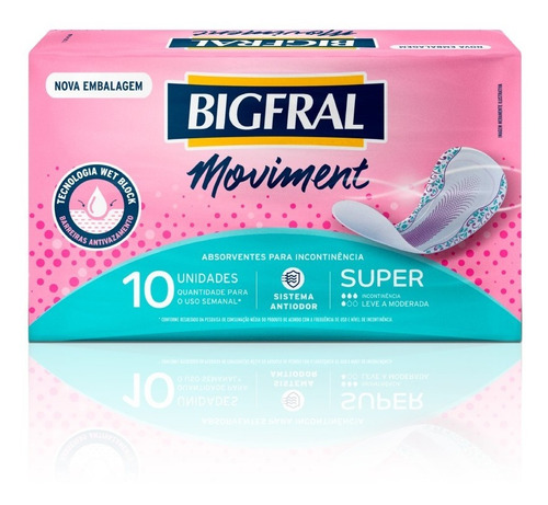 Imagem 1 de 6 de Absorvente Moviment Miss Super 10 Unidades