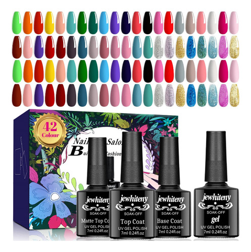 Jewhiteny Juego 45 Esmaltes De Uñas De Gel, 42 Colores