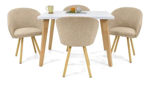 Set De Comedor Lugo Matiz 4 Puestos Y Sofá Montecarlo