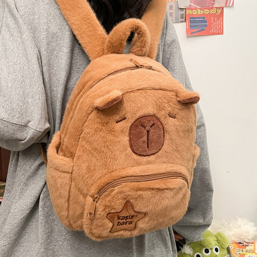 Mochila De Felpa Con Forma De Capibara, Bonita Bolsa De