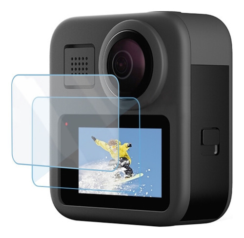 2 Películas Proteção De Vidro Tela Câmera Para Gopro Max 360