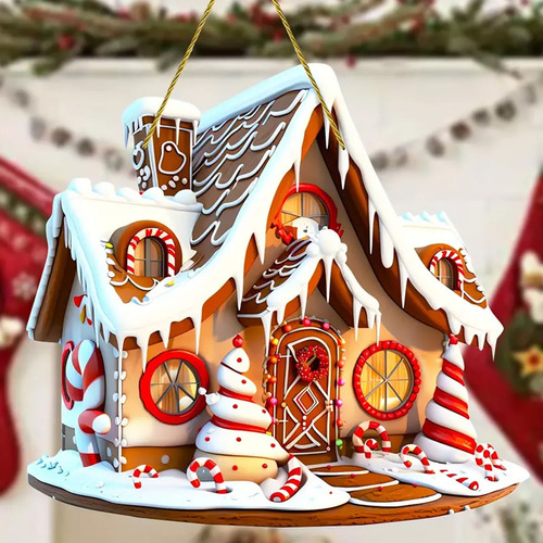 Decoração De Natal Gingerbread House Acrylic Hanging Can B