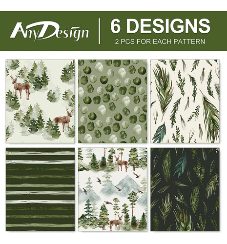Anydesign De 12 Hojas Tema De Bosque Papel De Envoltura De A