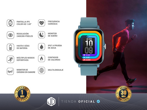 Smartwatch Reloj Inteligente Jd Baires 1.69 Spo2 Azul -*