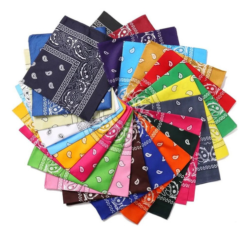Pañoletas Bandanas 50x50cm Color A Elección 12 Unidades Color Negro