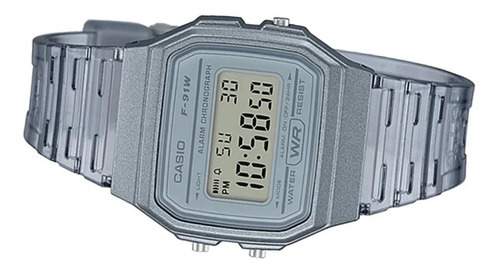 Reloj Casio Vintage F-91ws-8d-c Color Del Fondo Led Color De La Malla Gris Translúcido Color Del Bisel Gris Translúcido