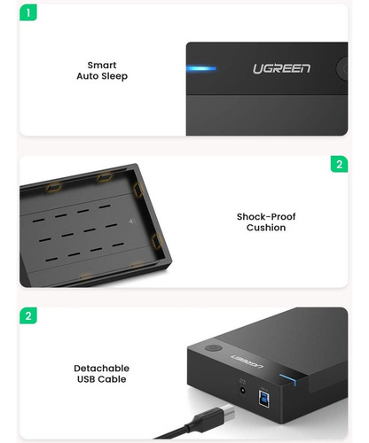 Case Disco Duro Externo Sata 3.5 2.5 Ugreen Hdd Sata Iii U