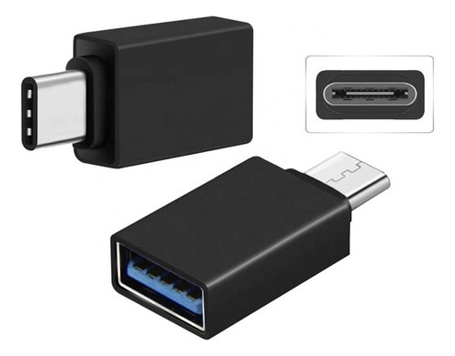 Adaptador Usb-c Macho A Usb3 Hembra Convertidor Usb Color Negro