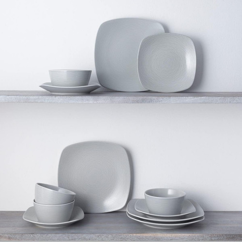 Noritake Gog Remolino De 12 Piezas Cuadrado En Gris
