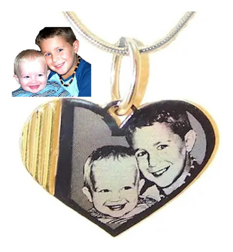 Imagen 1 de 8 de Foto Medalla Acero Quirúrgico Oro Corazón 20x27mm + Cadena