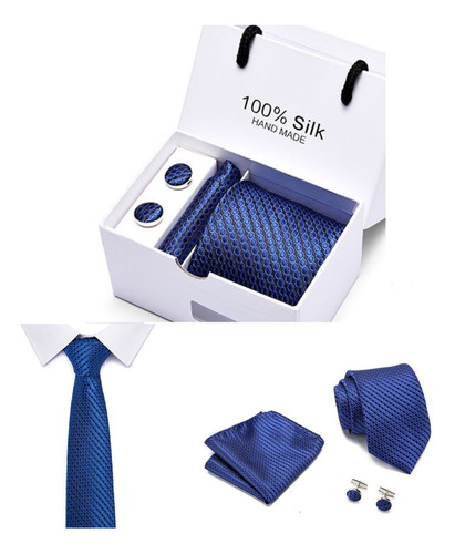 Set Corbata, Pañuelo Y Gemelos