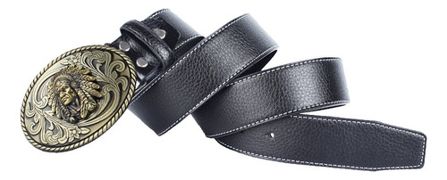 Cinturón De Piel Con Hebilla Ovalado Vintage Estilo Vaquero