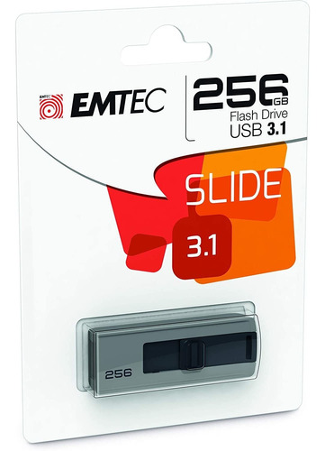 Pendrive Usb 3.1 De 256 Gb Emtec Slide B253 Sin Tapa