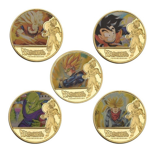 Goku Dragon Ball Medallas Set De 5 Piezas Con Pedestal