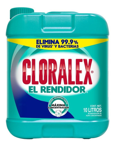 Blanqueador Líquido Cloralex El Rendidor 10l Elimina 99.9%