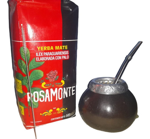 Imagen 2 de 2 de Kit De Mate De Calabaza Argentino Con Yerba Mate