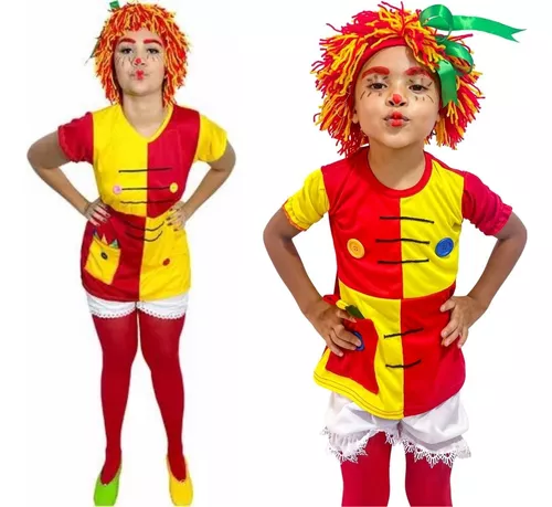 Roupa Arlequina Infantil Metalizada Carnaval + Meia Arrastão