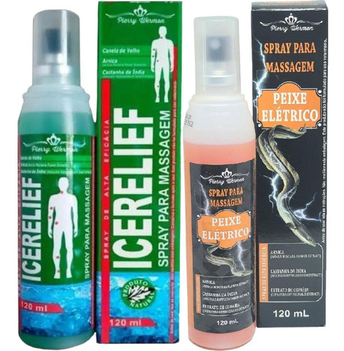 Kit Spray Para Massagem Icerelief + Spray Peixe Elétrico