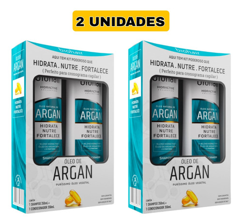 2 Kit Shampoo Condicionador Hidratante Óleo De Argan 350ml