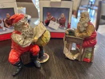 Comprar Par De Esculturas Papá Noel En Resina Vintage Rojo