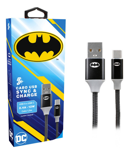 Cabo Carregador Usb A Para Usb C Para Samsung Motorola Dc Wb Cor Batman