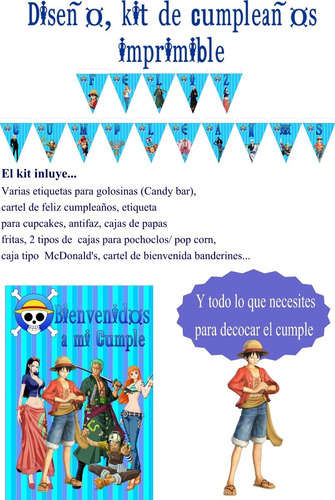 One Piece Kit Imprimibles Cumpleaños Personalizados