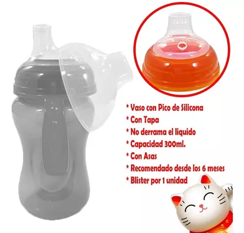 Vaso De Bebe Pico Silicona Tapa Asas Anti Derrame Love 300ml